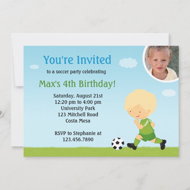 Einladung zur Fußball-Geburtstagspartei (Vorderseite)