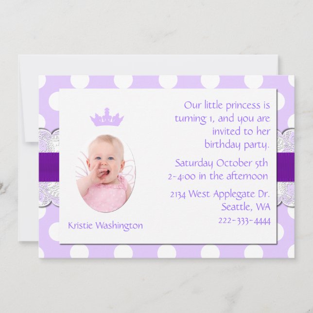 Einladung zur Geburtstagsfeier der Lavender & Whit (Vorderseite)