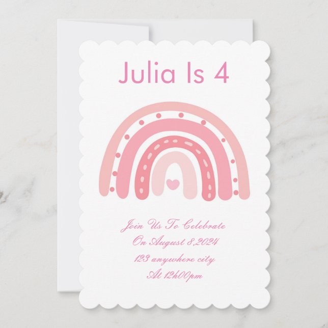 Einladung zur Geburtstagsfeier pink (Vorderseite)