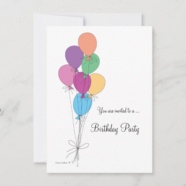 Einladung zur Geburtstagspartei (Vorderseite)