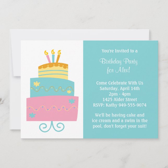 Einladung zur Geburtstagspartei (Vorderseite)