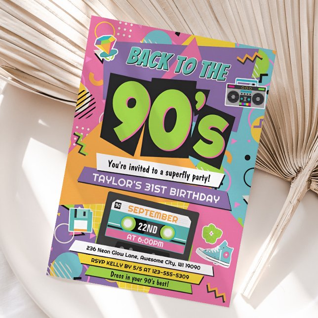 Einladung zur Geburtstagspartei der 90er Jahre (90s Birthday Party Invitation)