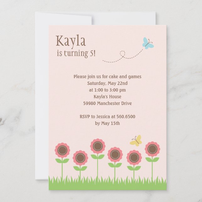 Einladung zur Geburtstagspartei der Wertvollen Blü (Vorderseite)