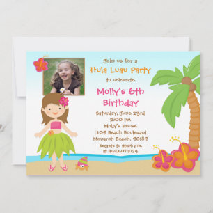 Einladung zur Geburtstagspartei Hula Luau
