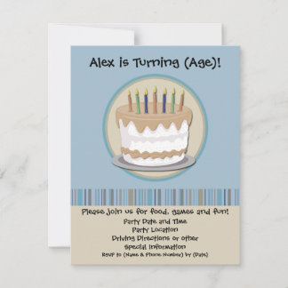 Einladung zur Geburtstagsparty "Blue and Cream Cak