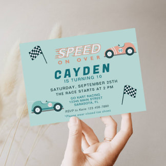 Einladung zur Geburtstagsparty der Speed Race Card