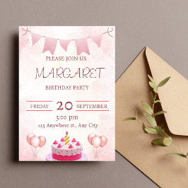 Einladung zur Geburtstagsparty in Rosa