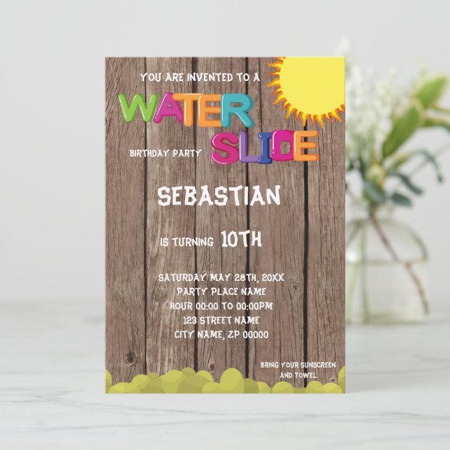 Einladung zur Geburtstagsparty Waterslide (Stehend Vorderseite)
