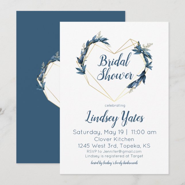 Einladung zur geometrischen Herzblenddusche (Vorne/Hinten)