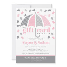 Einladung zur Geschenkkartendusche in Rosa und Gra