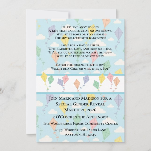 Einladung zur Geschlechtsenthüllung: Hoch, hoch un (Vorderseite)