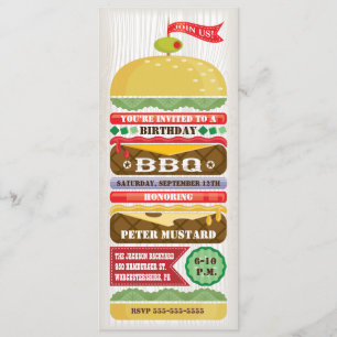 Einladung zur gestapelten BBQ-Hamburger-Party