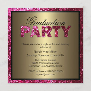 Einladung zur Glitzer-Graduiertenparty in Hot Pink