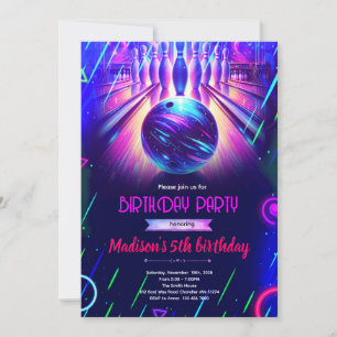 Einladung zur Glow-Neon-Bowling- und Karaoke-Party