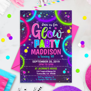 Einladung zur Glow-Party Neon-Leuchten in der Dunk