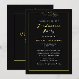 Einladung zur Gold Black Elegant Graduation Party