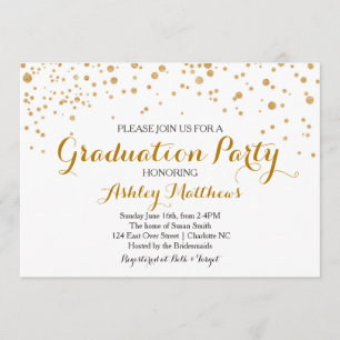 Einladung zur Gold Glitzer Dots Graduation Party