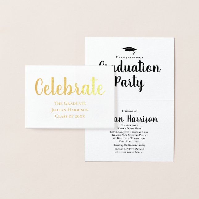 Einladung zur Goldenen Foil Graduation Party (Anzeige)