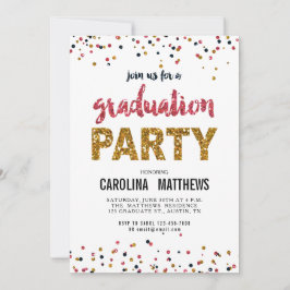 Einladung zur Goldenen Pink Confetti Graduation Pa