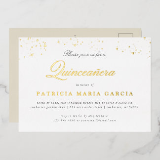 Einladung zur Goldfolie aus Quinceanera