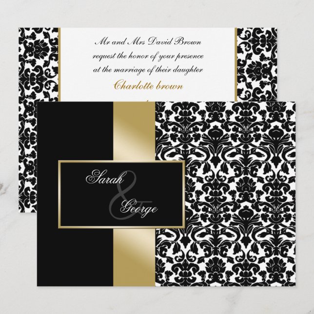 Einladung zur Goldhochzeit in Monogramm (Vorne/Hinten)