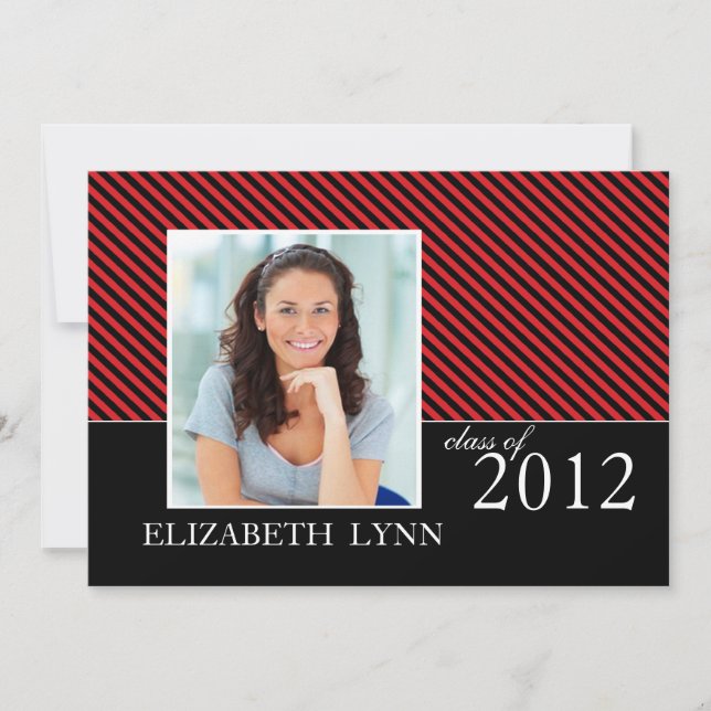 Einladung zur Graduation des Red Black Stripe Foto (Vorderseite)