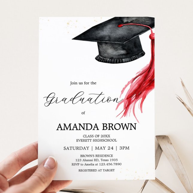Einladung zur Graduationspartei Grad (Modern Grad Hat Graduation Party Invitation)