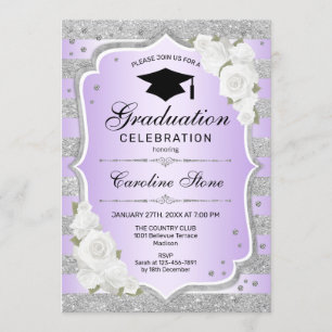 Einladung zur Graduationspartei - Lila Silber