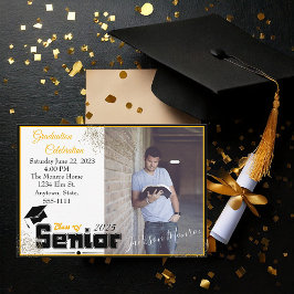 Einladung zur Graduiertenparty mit Gold und schwar