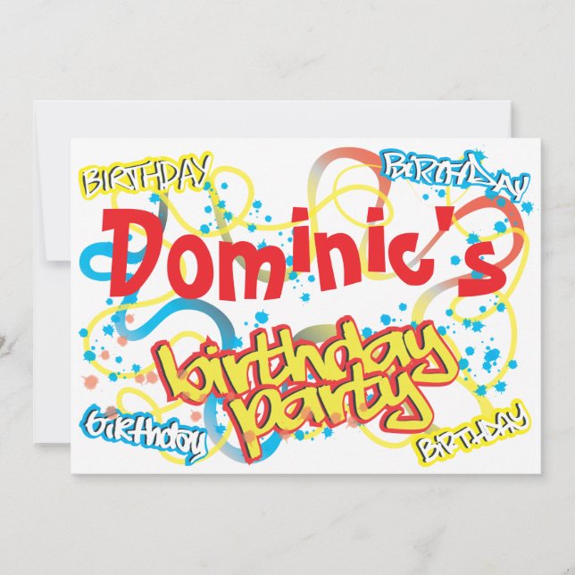 Einladung zur Graffiti Birthday Party (Vorderseite)