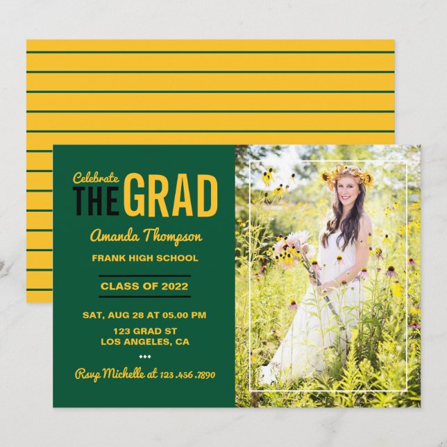 Einladung zur Green and Gold Graduation Party (Vorne/Hinten)