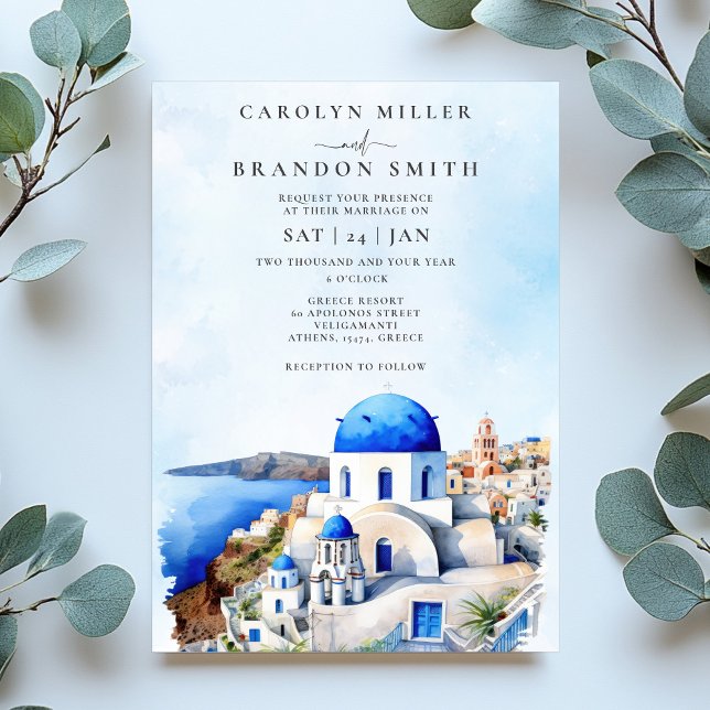 Einladung zur griechischen Hochzeit (Santorini Greek Wedding Invitation)