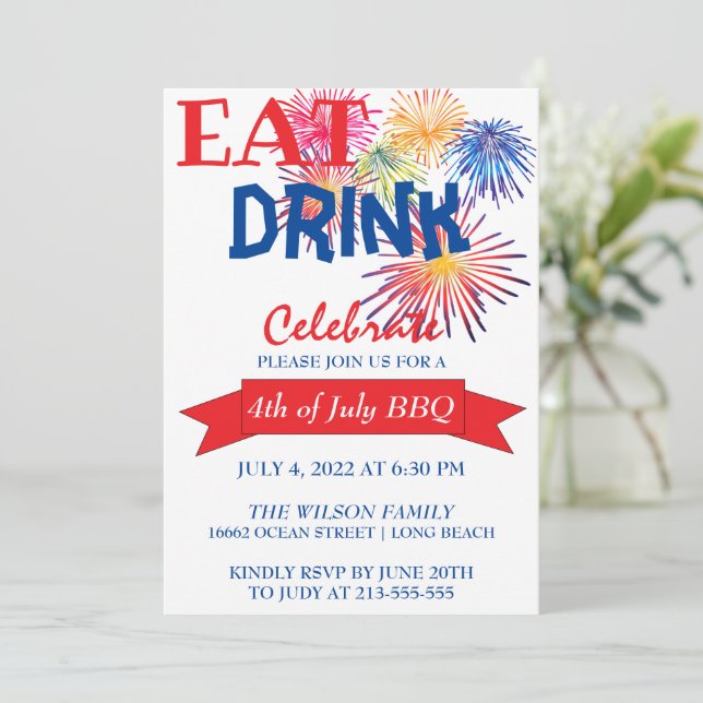 Einladung zur GRILLEN von Fun Fireworks (Stehend Vorderseite)