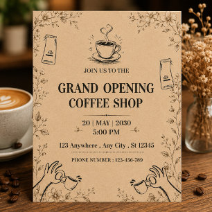 Einladung zur großen Eröffnung eines Coffeeshops