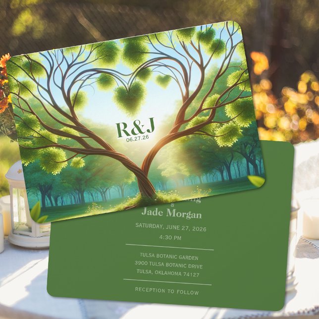 Einladung zur Grünen Hochzeit (Green Wedding Invitation (front and back))