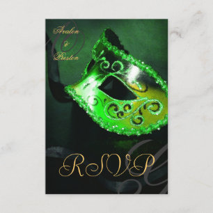 Einladung zur Grünen Swirl-Masquerade-Maske RSVP
