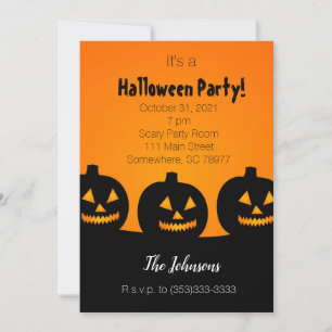 Einladung zur Halloween-Party mit drei Kürbissen