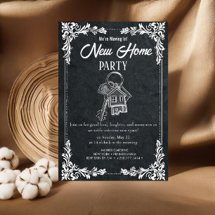 Einladung zur Hauseinweihungsparty Elegant Kreidet