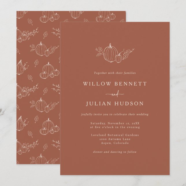 Einladung zur Herbsthochzeit (Vorne/Hinten)