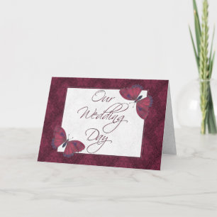 Einladung zur Hochzeit 12x18 Butterfly Brocade Red