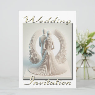 Einladung zur Hochzeit 3D Paar im Kreis der Blume