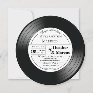 Einladung zur Hochzeit alter Schallplatten