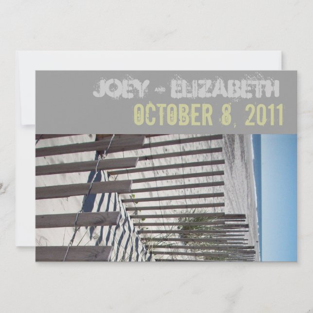 Einladung zur Hochzeit am modernen Strand (Vorderseite)