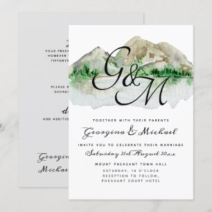 Einladung zur Hochzeit am Mountain Lake Monogram
