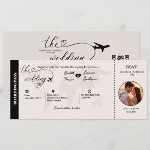 Einladung zur Hochzeit am Reiseziel mit Bordkarte