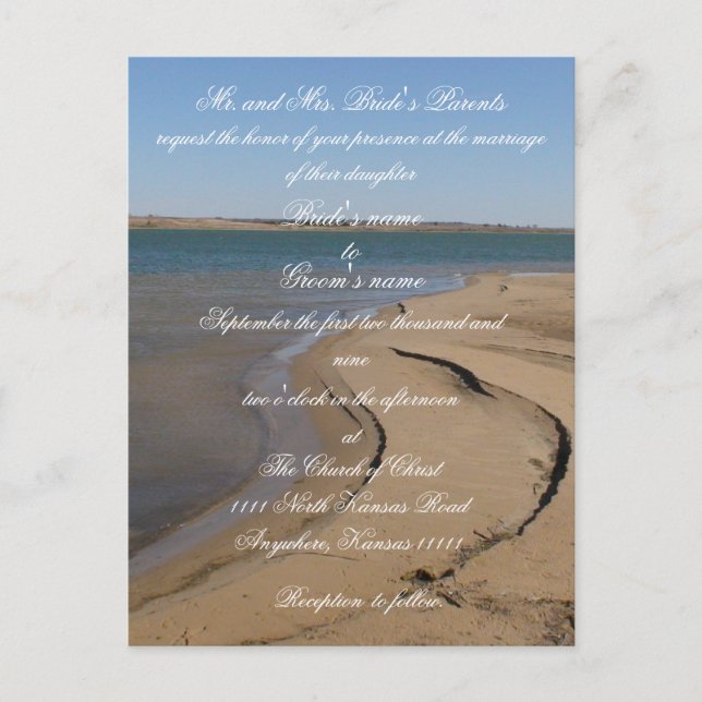 Einladung zur Hochzeit am Strand (Vorderseite)
