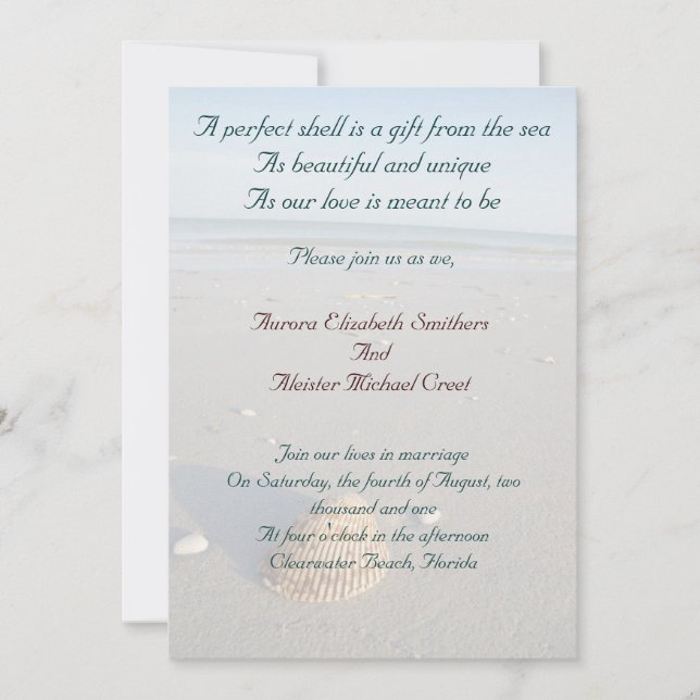 Einladung zur Hochzeit am Strand (Vorderseite)