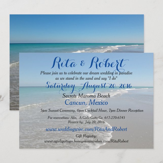 Einladung zur Hochzeit am Strand - Ocean II Art on (Vorne/Hinten)