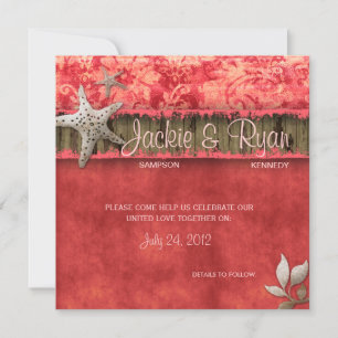 Einladung zur Hochzeit am Strand Seashell Coral Re