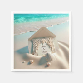 Einladung zur Hochzeit am Strand Serviette